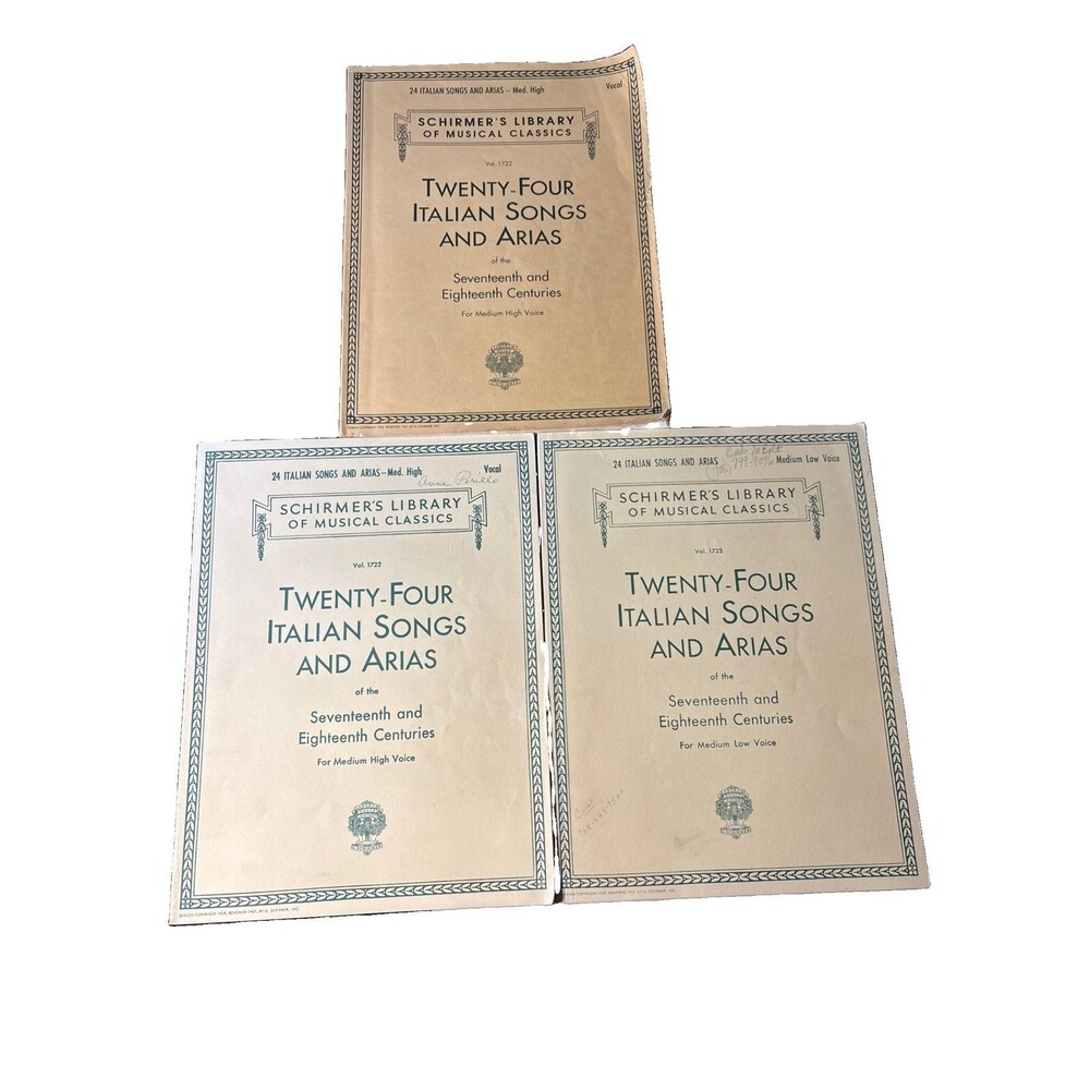 Schirmer 24 Italian Songs and Arias Sheet Music Books Lot of 3 Med High Med Low